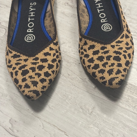 Rothy's The Point Ballet Flat Brown Leopard Print Knit Shoes Women’s Size 6 - Picture 3 of 14